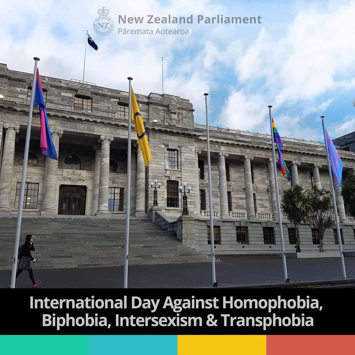 New Zealand Parliament Flags IDAHOBIT